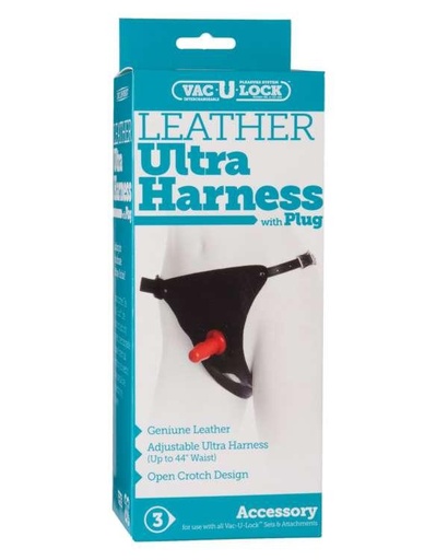 JUGUETES - VAC U LOCK LEATHER ULTRA HARNESS WITH PLUG